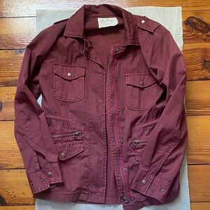 Anthropologie x Velvet dark red lightweight cotton barn jacket